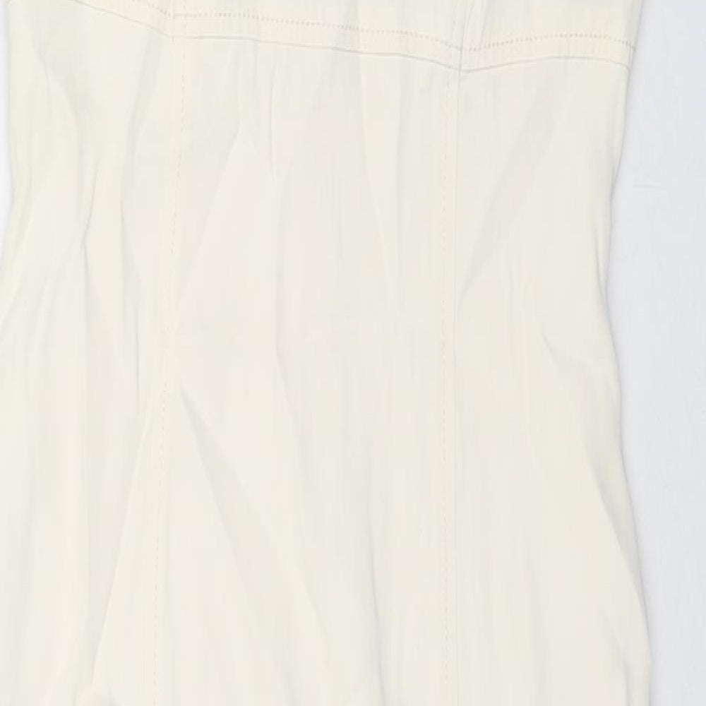 Wallis Womens Ivory Acetate A-Line Size 12 Scoop Neck Zip