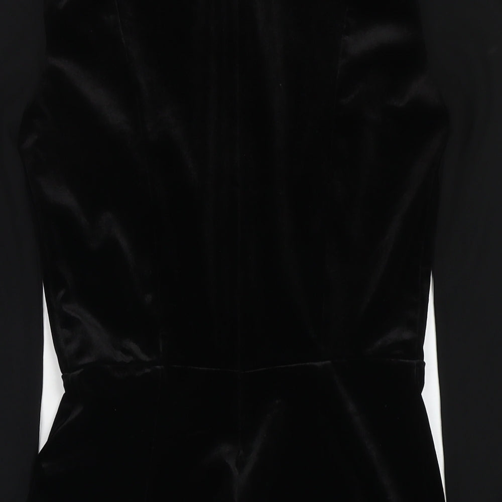 H&M Womens Black Polyester A-Line Size XS Round Neck Zip