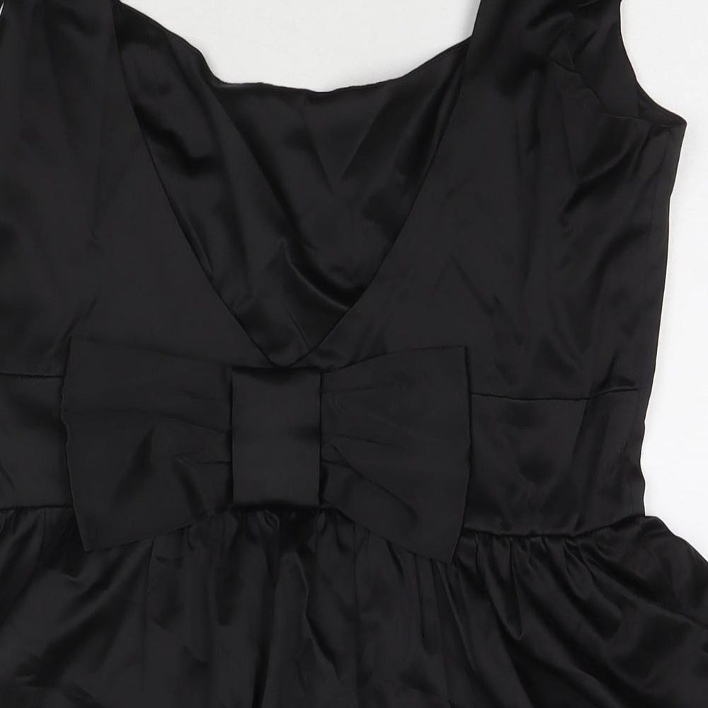 Topshop Womens Black Polyester A-Line Size 14 Round Neck Zip