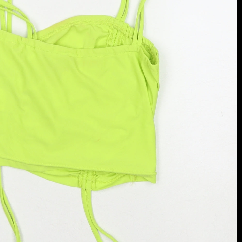Love & Other Things Womens Green Polyester Cropped Tank Size S Square Neck