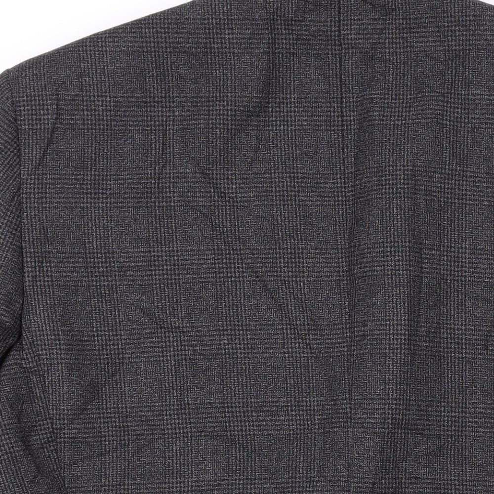 Marks & Spencer Mens Grey Plaid Polyester Jacket Suit Jacket Size 40 Regular