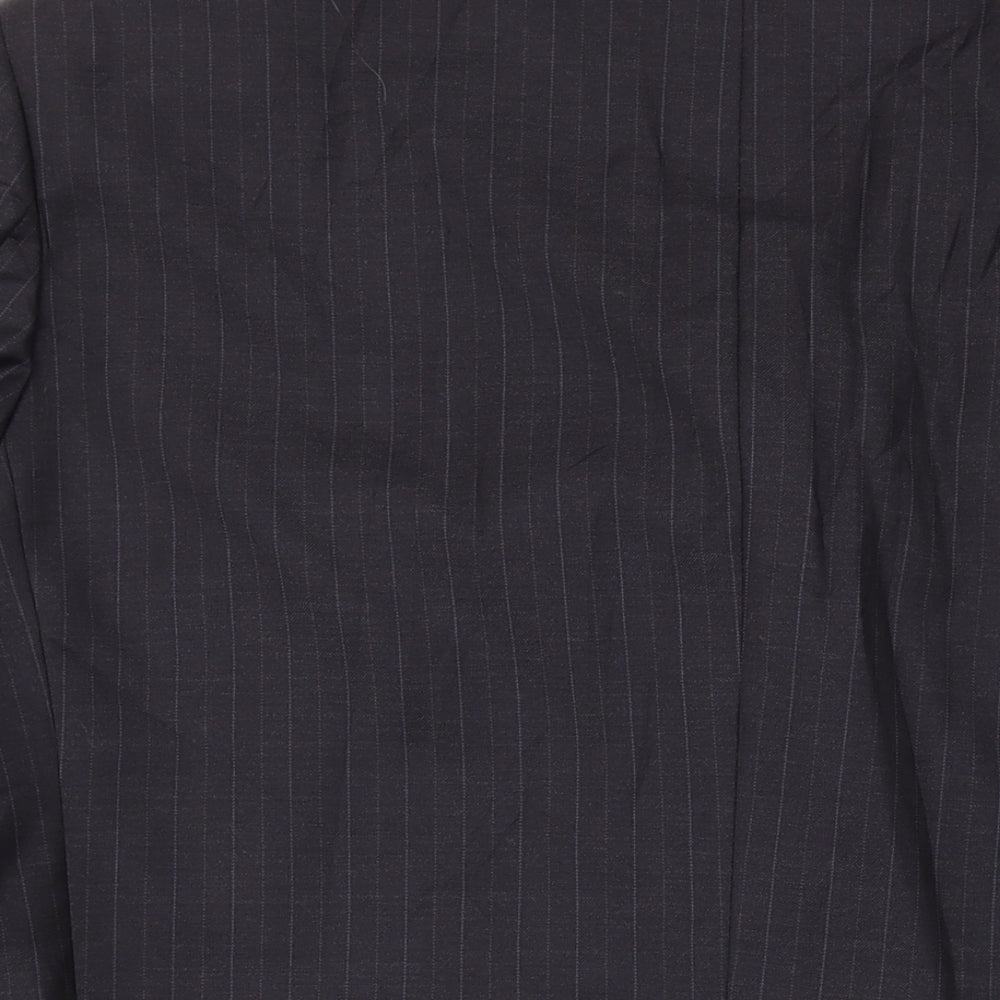Marks & Spencer Mens Black Striped Wool Jacket Suit Jacket Size 44 Regular