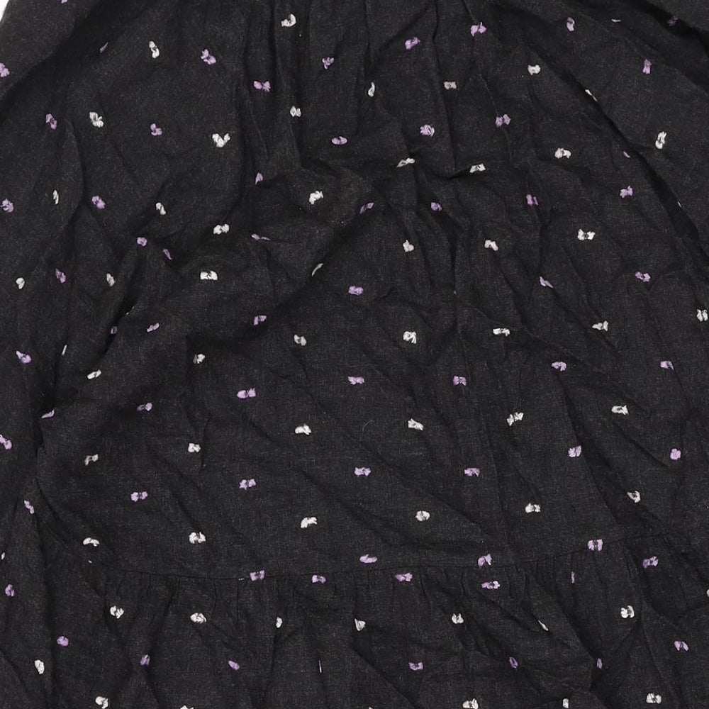 Zara Womens Black Polka Dot Viscose A-Line Size M V-Neck Pullover
