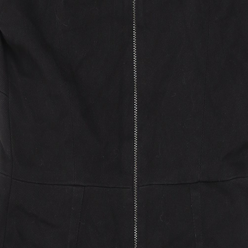 NEXT Womens Black Polyester A-Line Size 12 Square Neck Zip