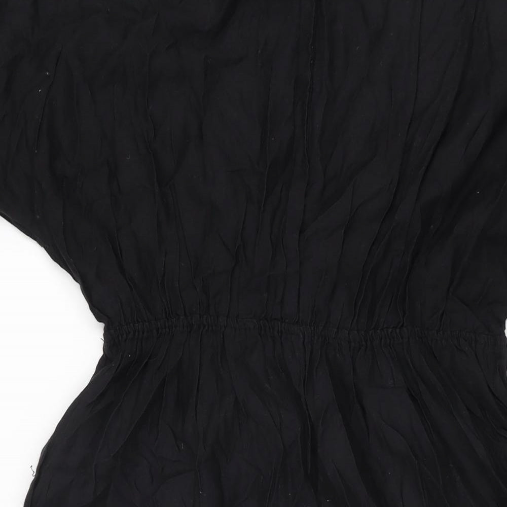 Mango Womens Black Polyester A-Line Size 10 V-Neck Pullover