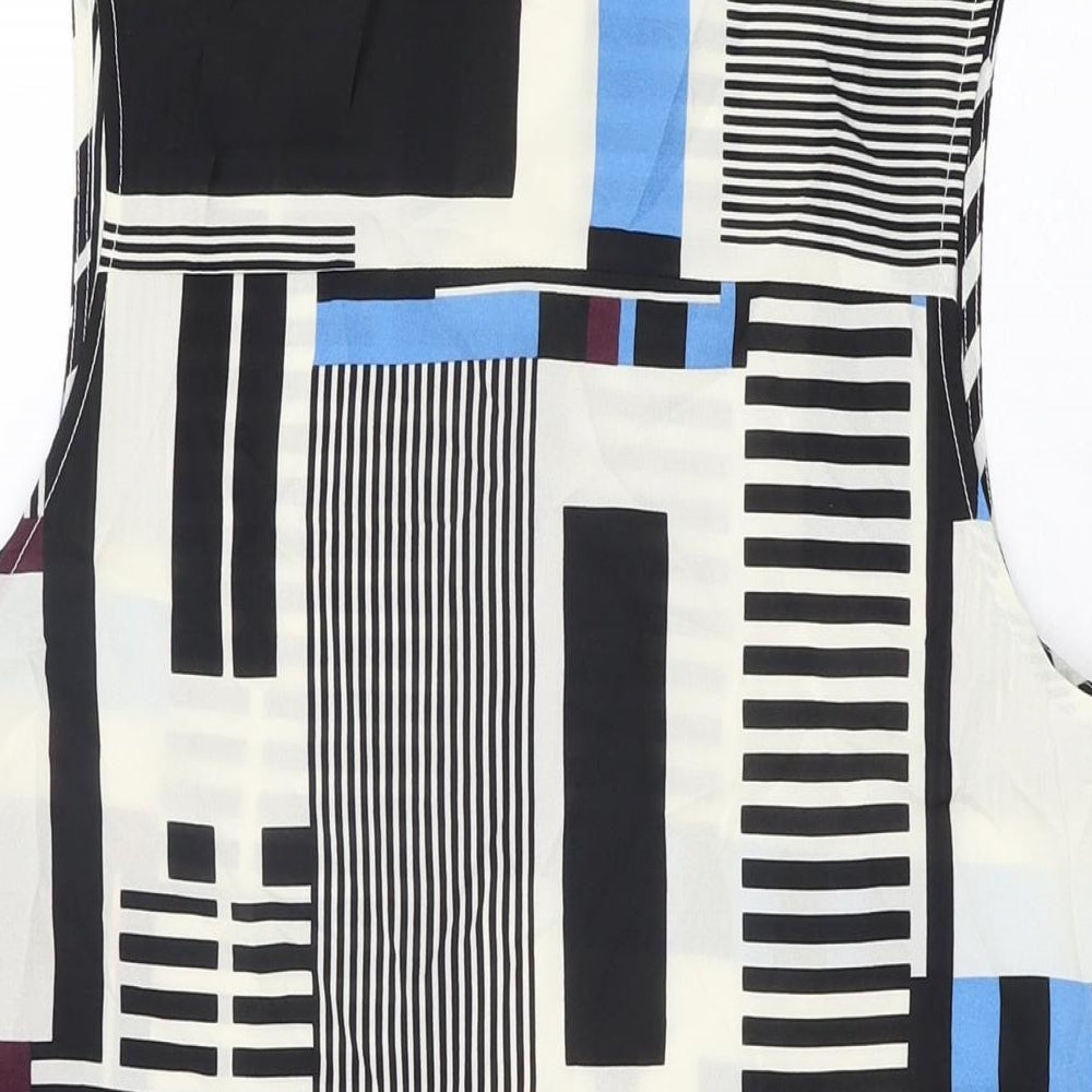 Topshop Womens Multicoloured Geometric Polyester Basic Button-Up Size 8 Collared