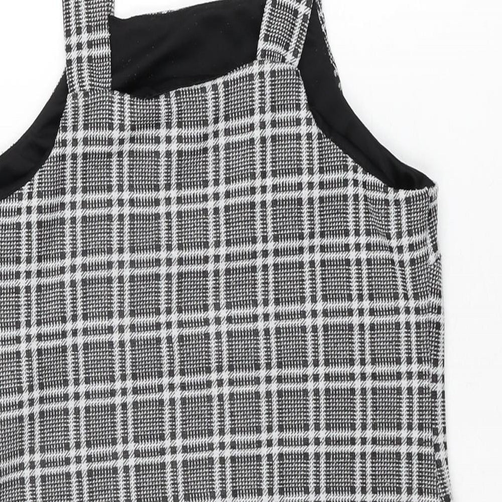 New Look Womens Grey Plaid Polyester Mini Size 10 Square Neck Pullover