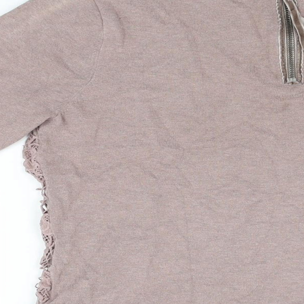 RJR.John Rocha Womens Pink Cotton Basic T-Shirt Size 8 Round Neck