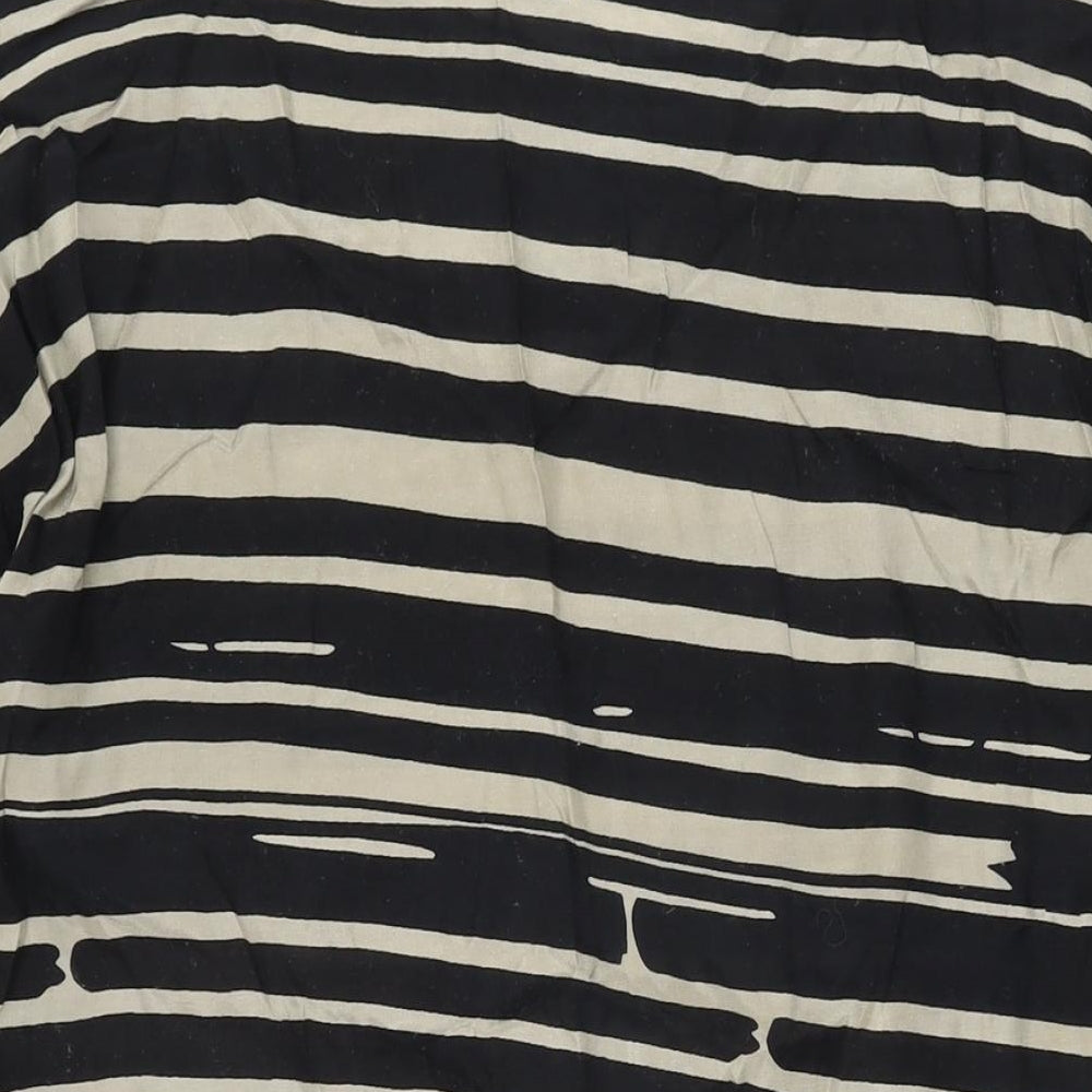 Masai Womens Black Striped Viscose Shift Size S Round Neck Pullover