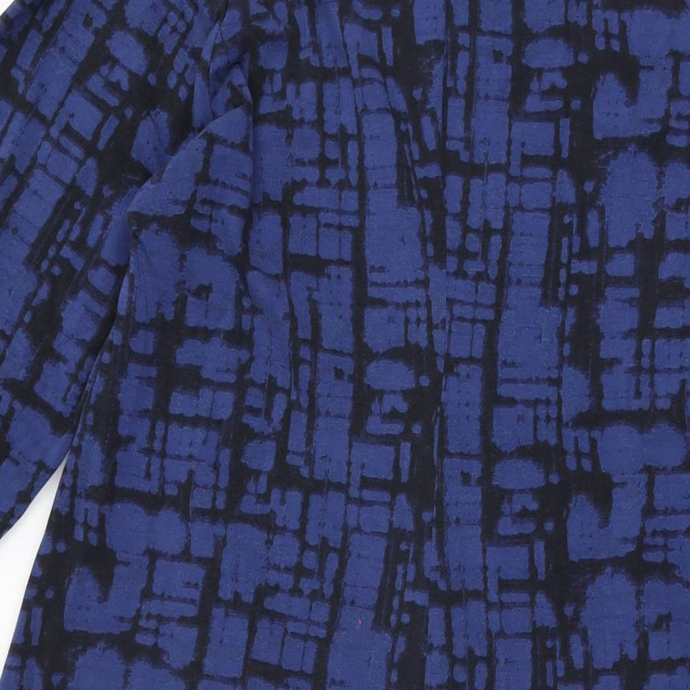 Q Neel Womens Blue Geometric Cotton Shift Size 8 Round Neck Pullover