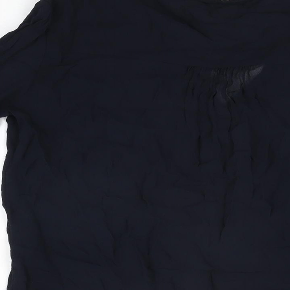 Zara Womens Blue Polyester Basic Blouse Size M V-Neck