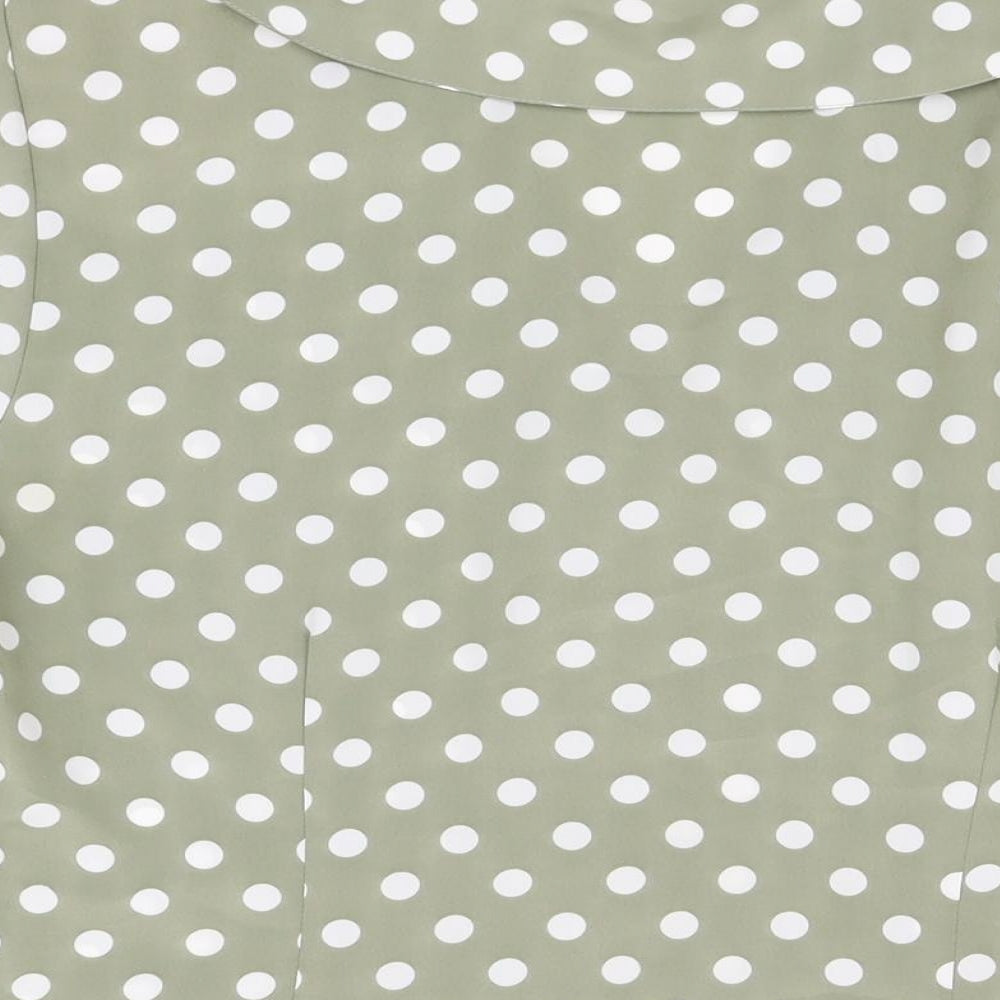 OPUS Womens Green Polka Dot Polyester Basic Button-Up Size 12 Collared