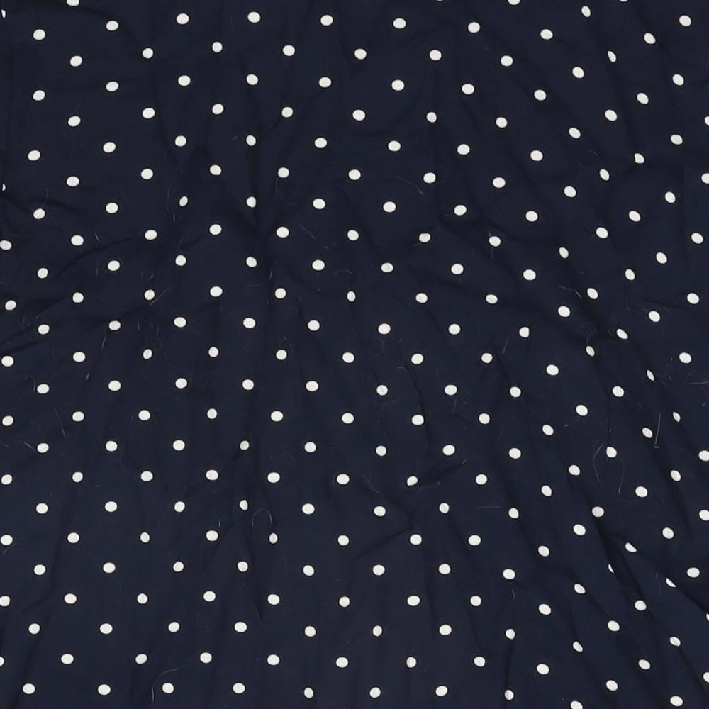 Dorothy Perkins Womens Blue Polka Dot Viscose Basic Button-Up Size 10 Round Neck