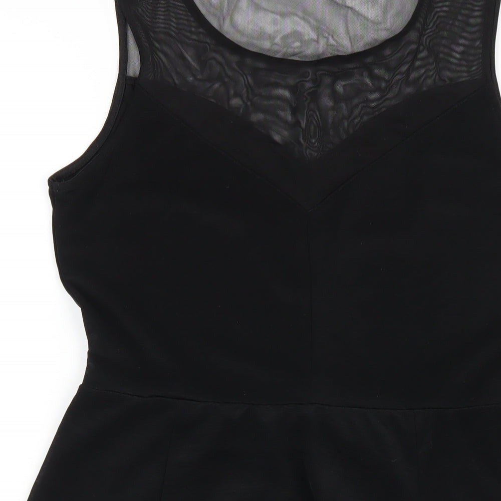 H&M Womens Black Polyester Skater Dress Size M Round Neck Pullover