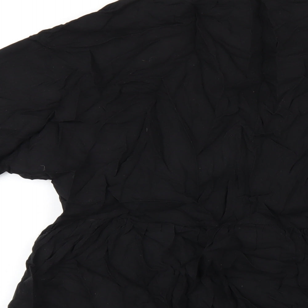 ASOS Womens Black Viscose Trapeze & Swing Size 4 V-Neck Button