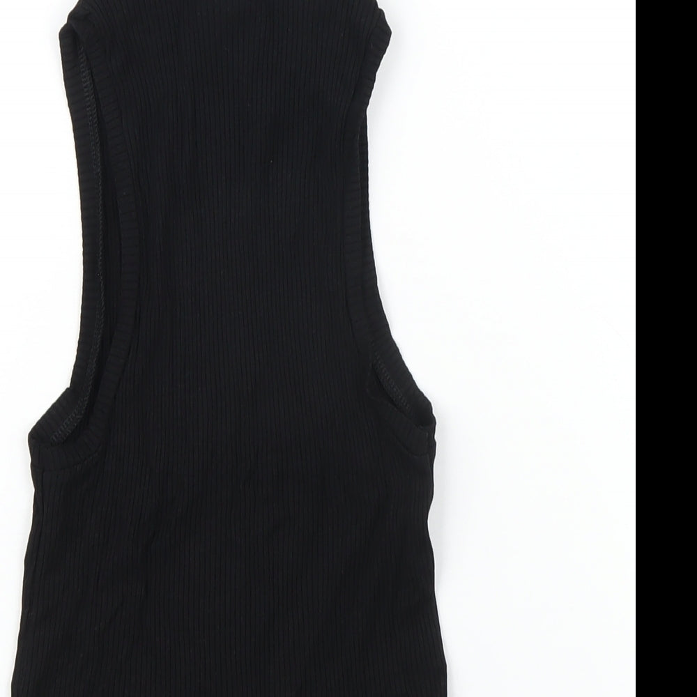 ASOS Womens Black Cotton Basic T-Shirt Size 6 High Neck