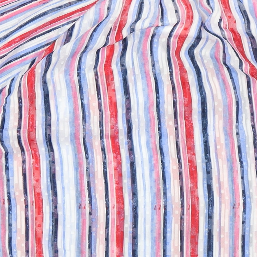 Classic Womens Multicoloured Striped Polyester Basic Blouse Size 16 Round Neck