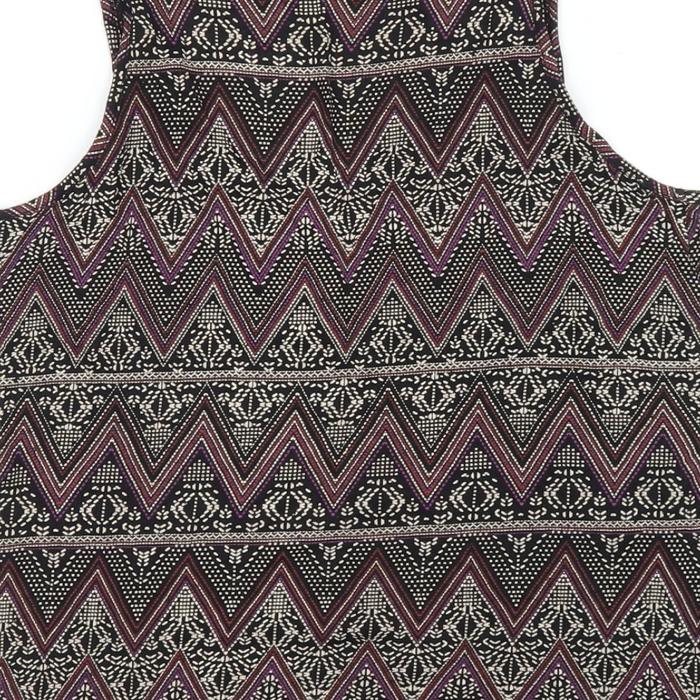 New Look Womens Multicoloured Geometric Cotton Basic Tank Size 6 Scoop Neck