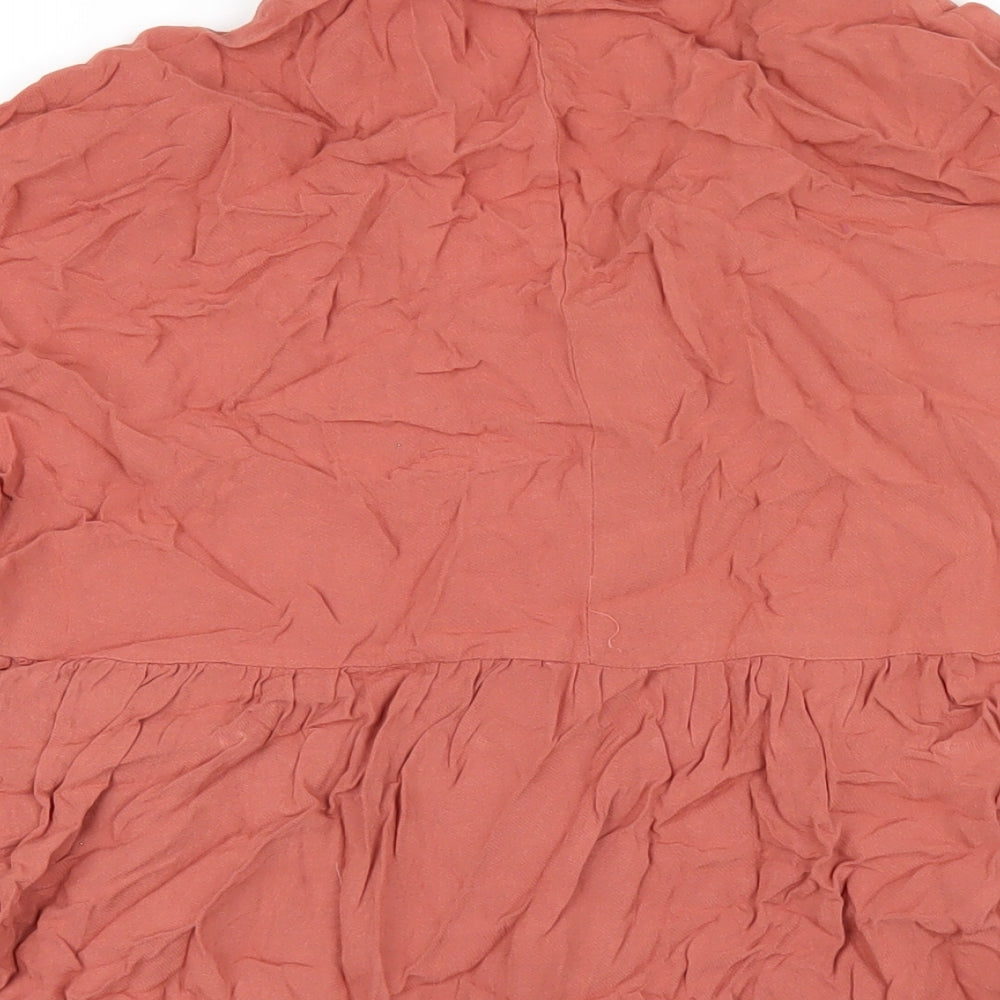 ASOS Womens Orange Viscose Trapeze & Swing Size 4 V-Neck Button