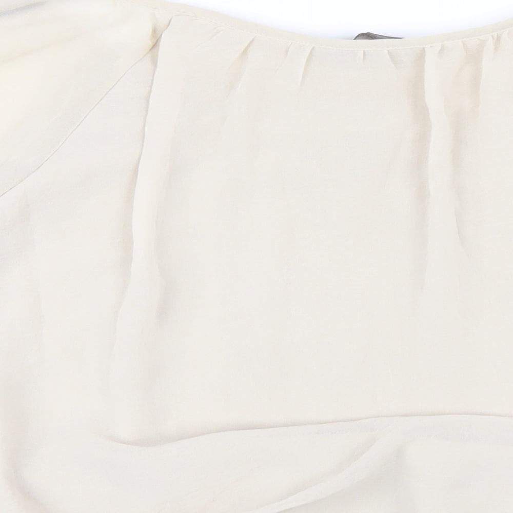 Dorothy Perkins Womens Beige Polyester Basic Blouse Size 12 V-Neck