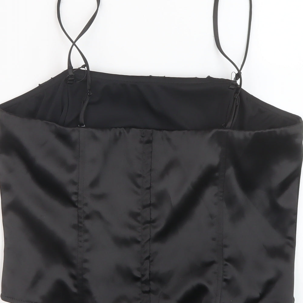 Per Una Womens Black Polyester Basic T-Shirt Size 14 Square Neck