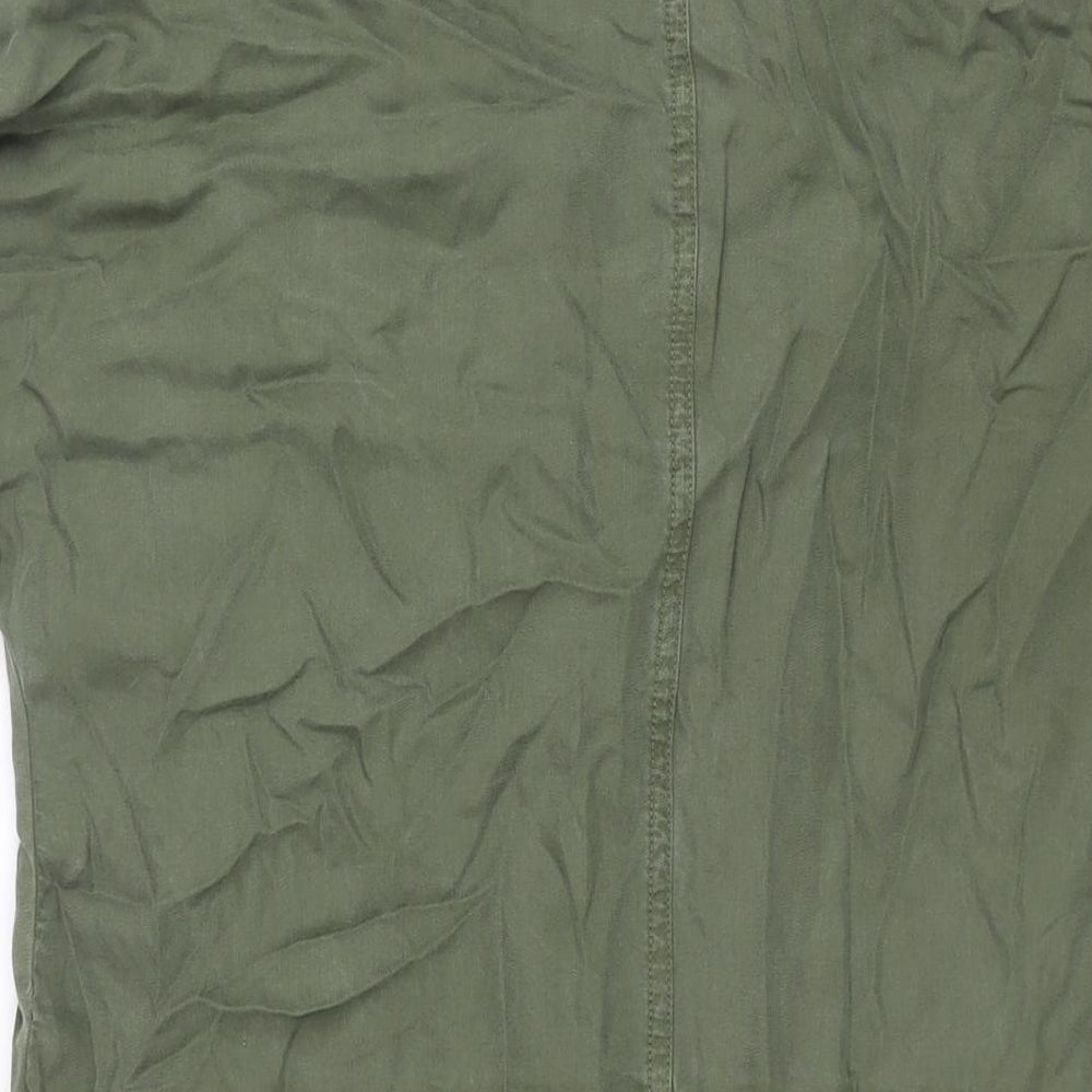 Noisy may Womens Green Lyocell Sheath Size L Collared Drawstring