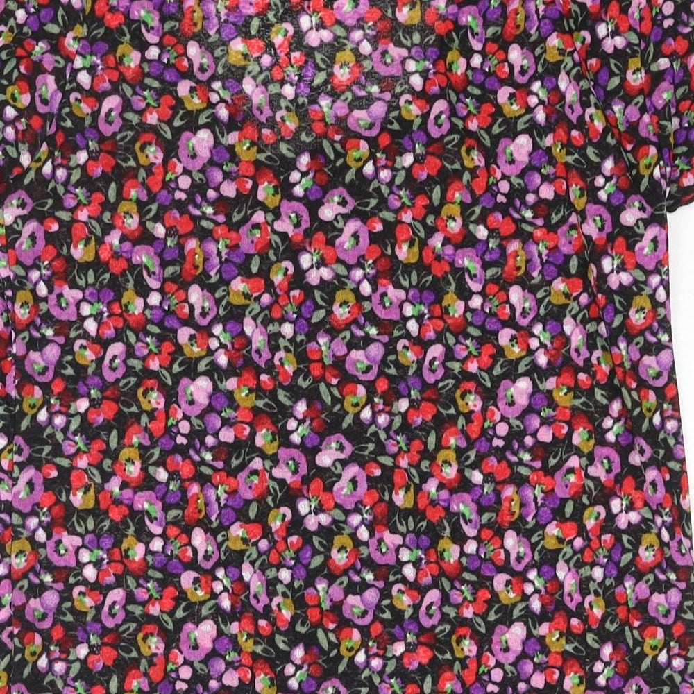Wallis Womens Multicoloured Floral Polyester Basic Blouse Size 12 Scoop Neck - Frill