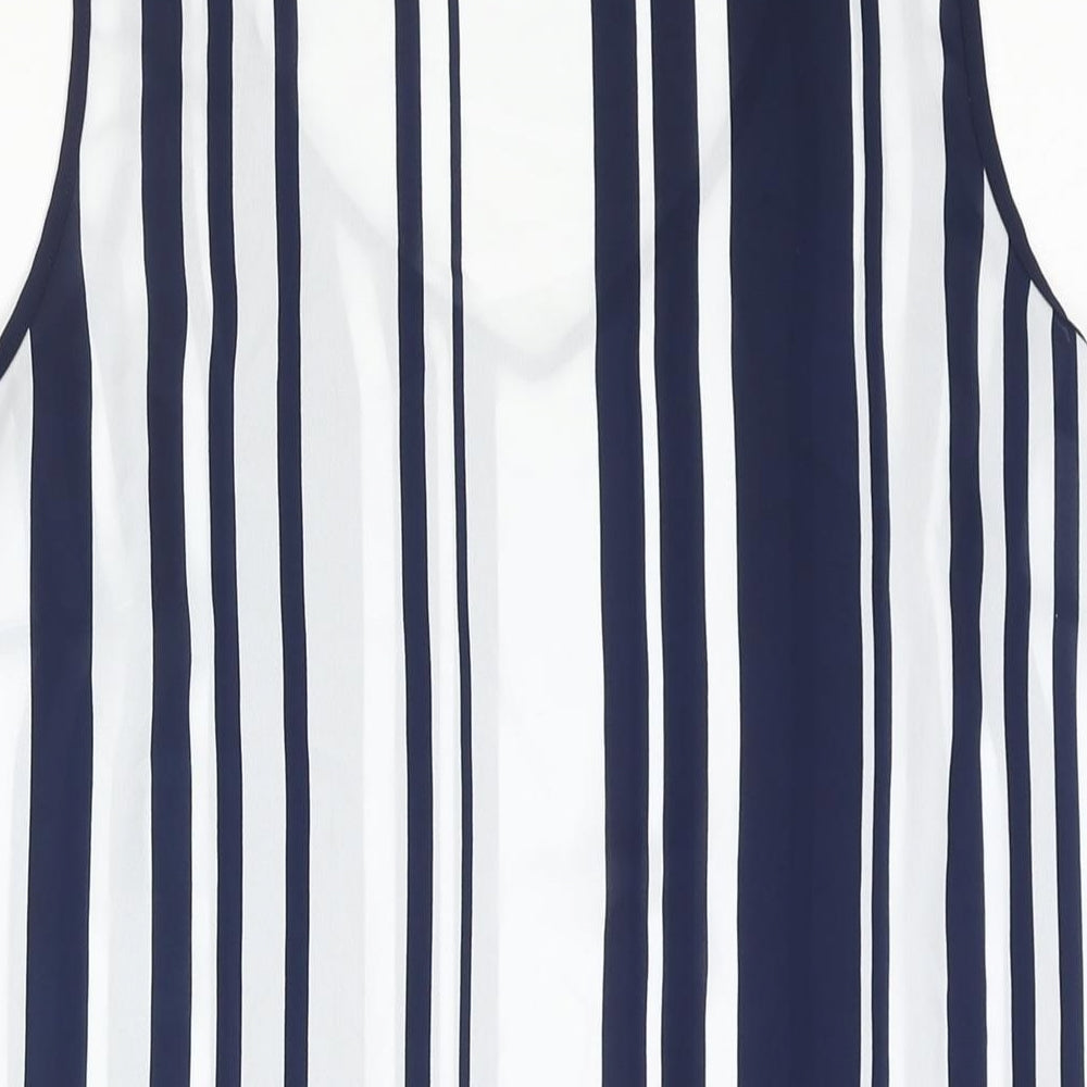 Marks & Spencer Womens Blue Striped Polyester Camisole Blouse Size 12 V-Neck