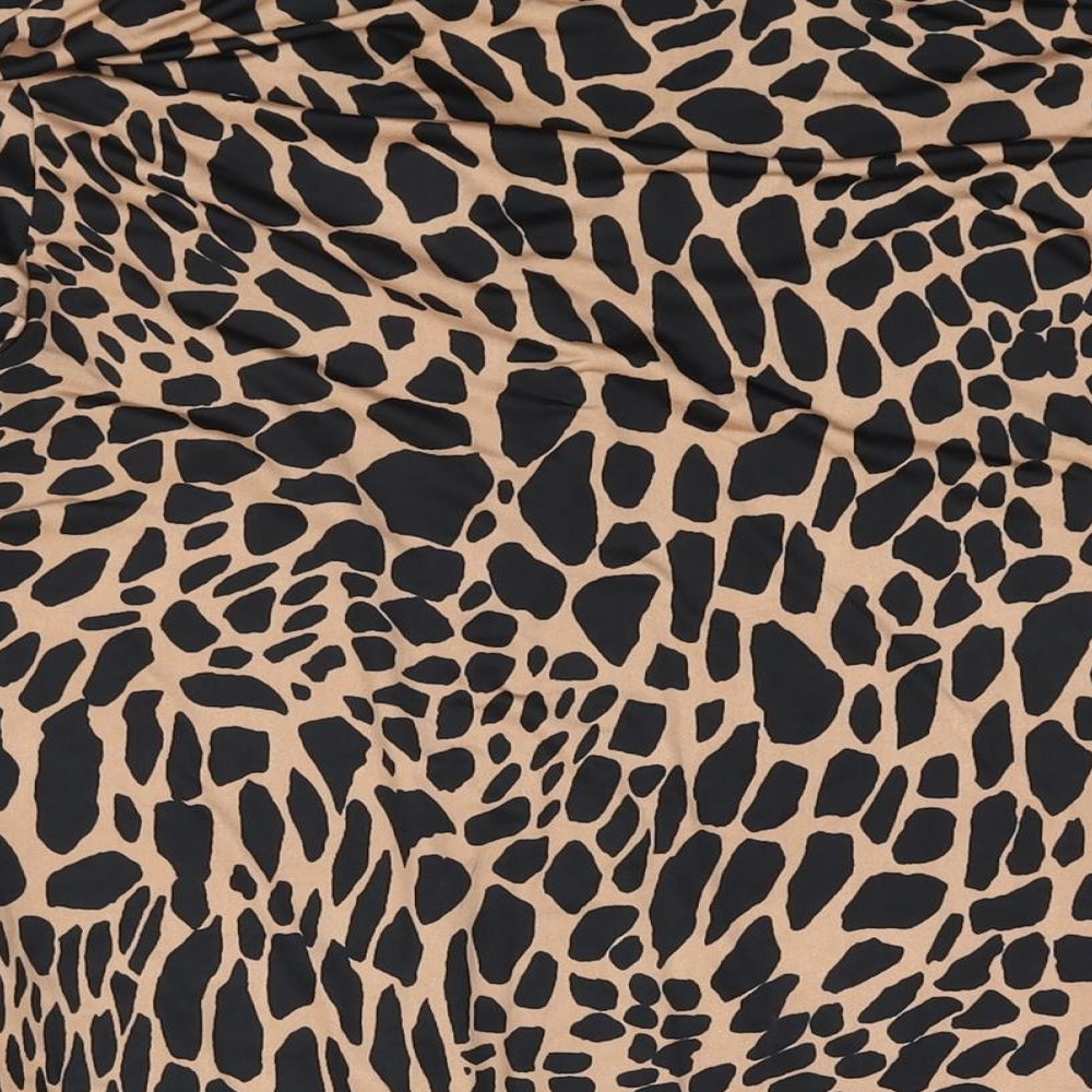 Lipsy Womens Brown Animal Print Polyester Basic Button-Up Size 10 Collared - Giraffe Print