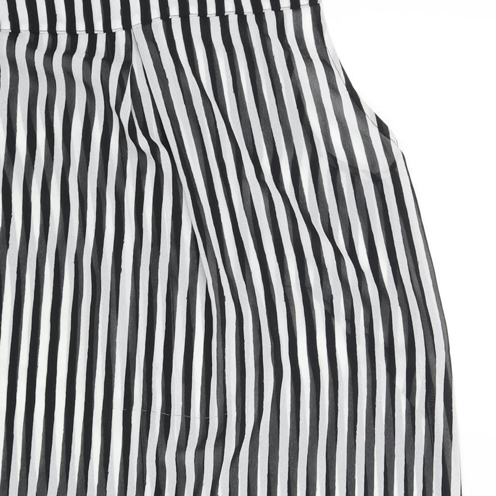 H&M Womens Black Striped Polyester Camisole Blouse Size 6 Collared - Semi Sheer