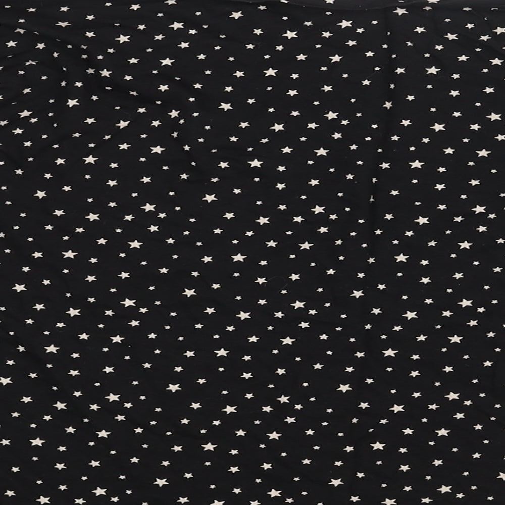 H&M Womens Black Geometric Cotton Basic Blouse Size XL Roll Neck - Star Print