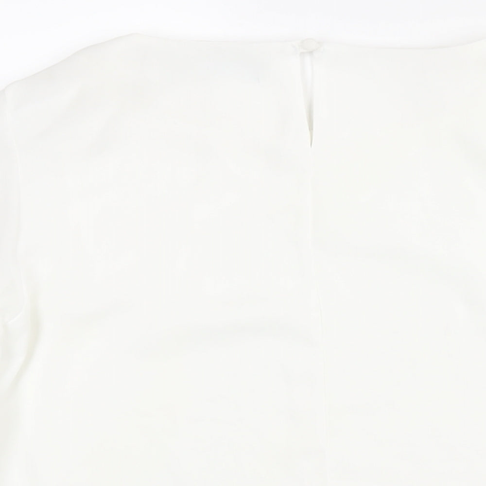 Star by Julien Macdonald Womens White Polyester Basic Blouse Size 10 Round Neck