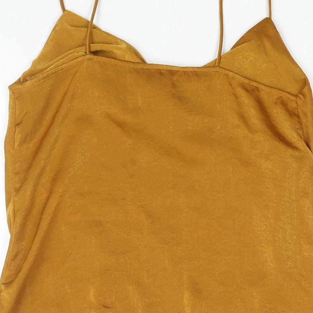 New Look Womens Yellow Polyester Camisole Blouse Size 8 Cowl Neck