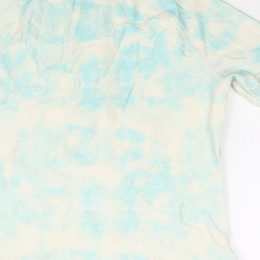 Marks & Spencer Girls Multicoloured Geometric Polyester Pullover Casual Size 10-11 Years Mock Neck Zip - Tie Dye Hawaii Surf Swim Top