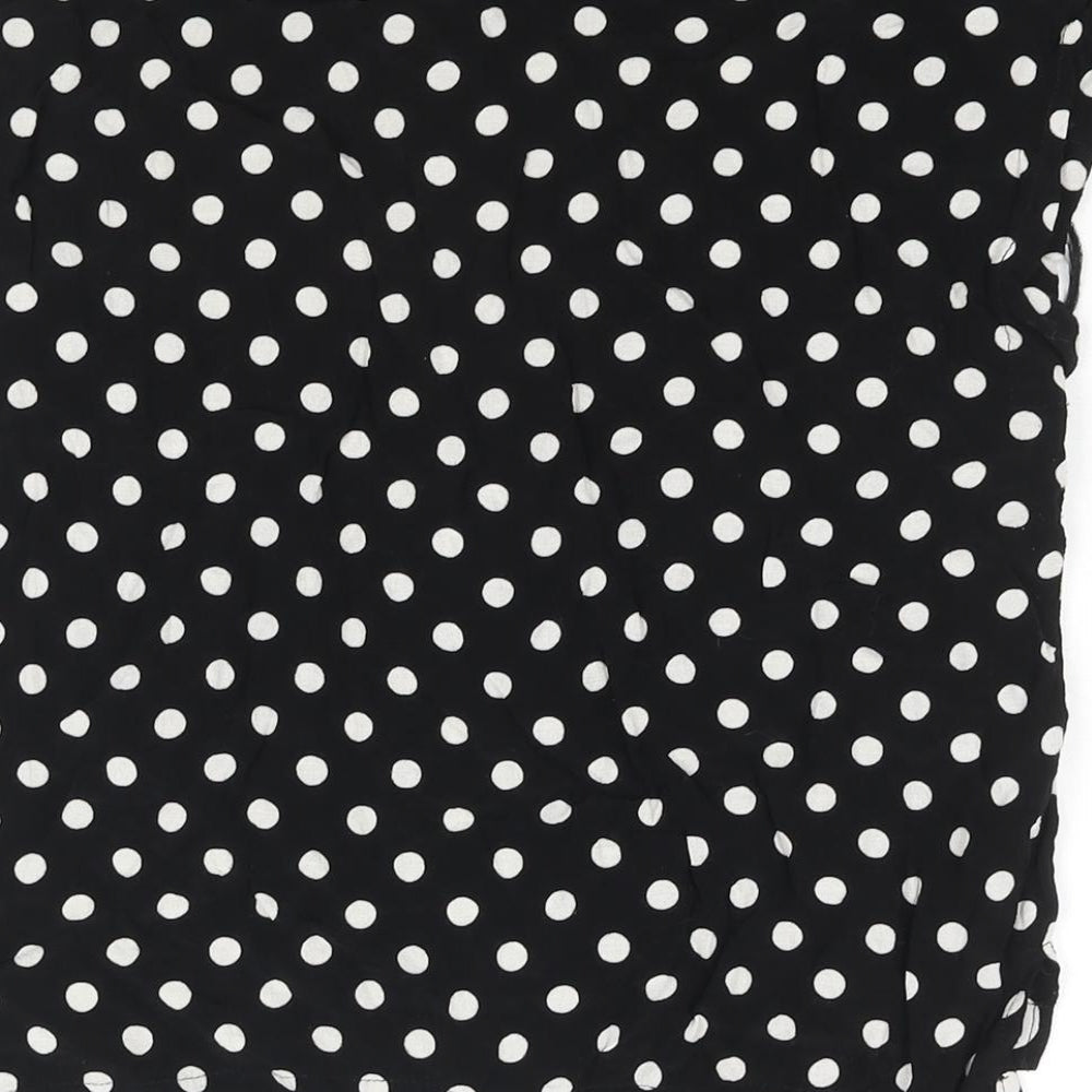 Topshop Womens Black Polka Dot Viscose Basic Button-Up Size 8 Collared
