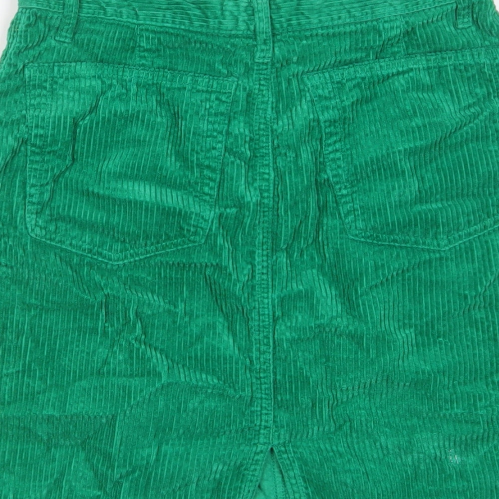 United Colors of Benetton Womens Green Cotton A-Line Skirt Size 26 in Zip