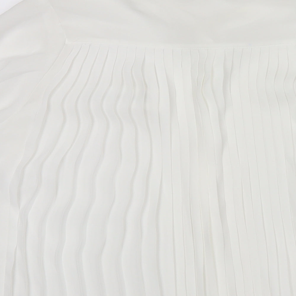 Arcadia Womens White Polyester Basic Button-Up Size 14 Collared