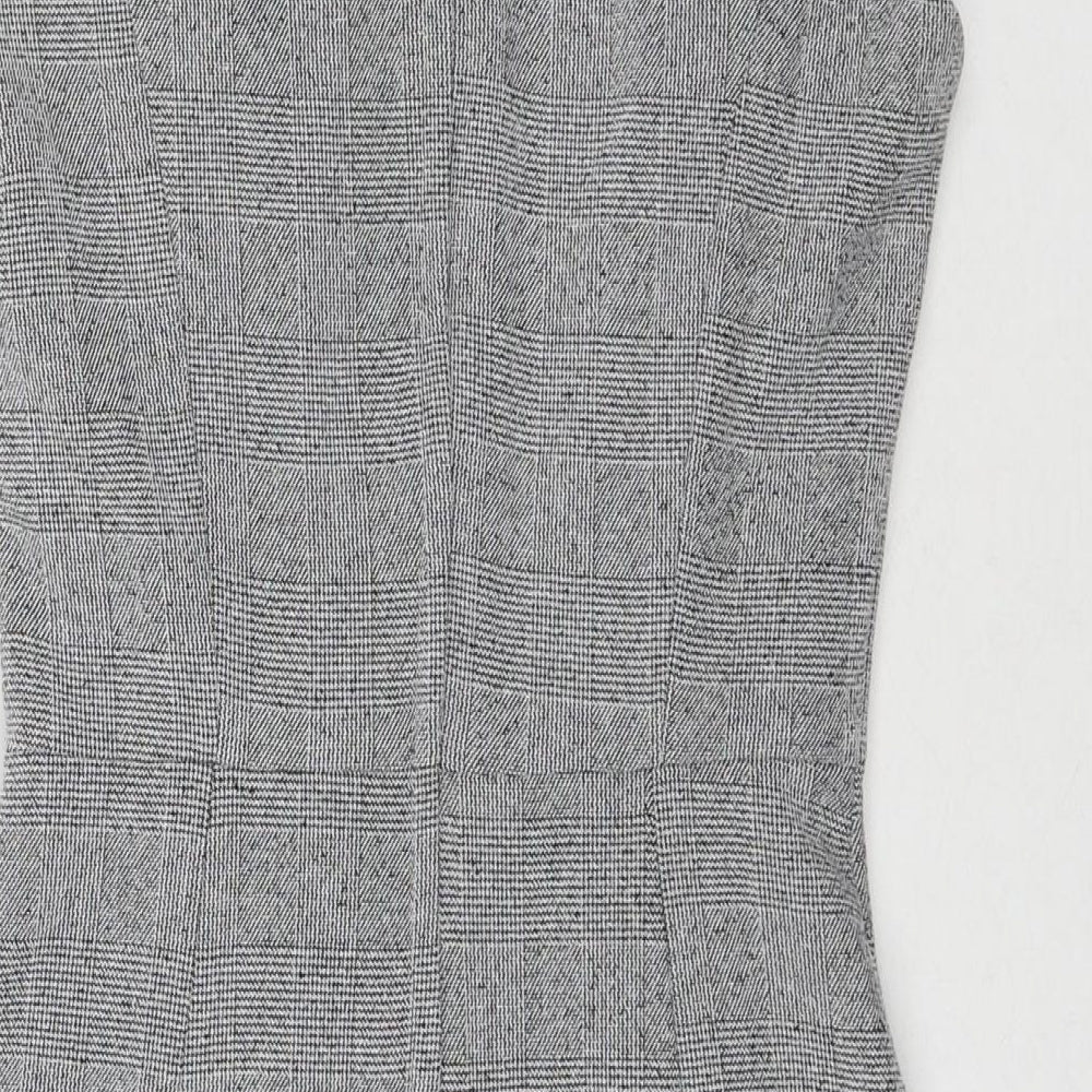 H&M Womens Grey Polyester A-Line Size 8 Round Neck Zip
