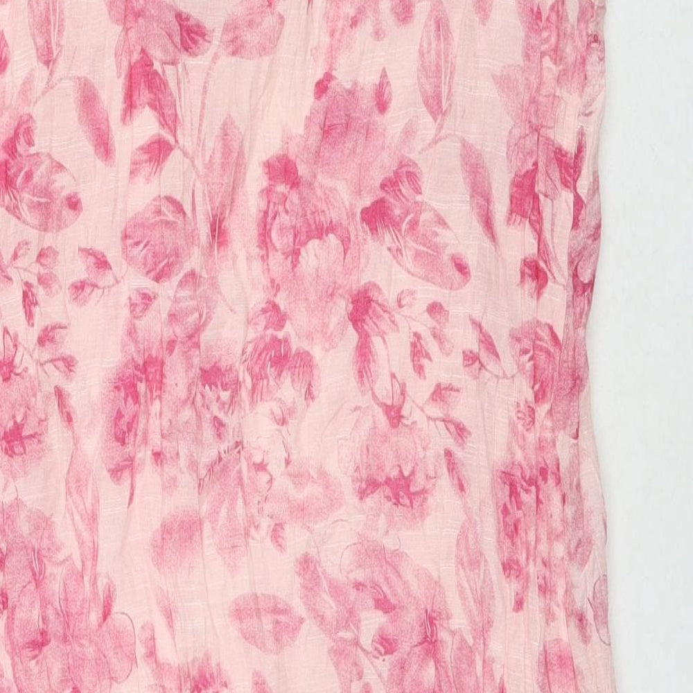Izabel Womens Pink Floral Viscose Tunic Tank Size S Round Neck