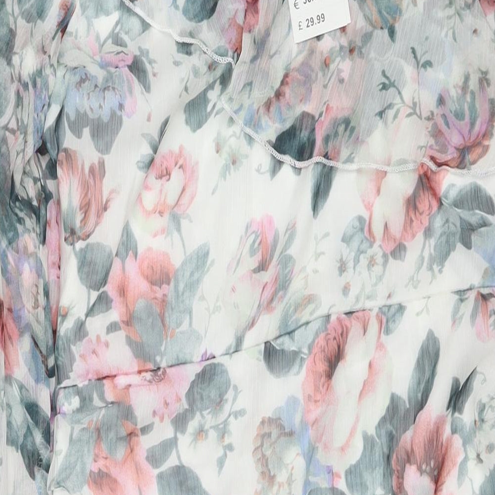 Quiz Womens Multicoloured Floral Polyester Bodycon Size 14 One Shoulder Zip