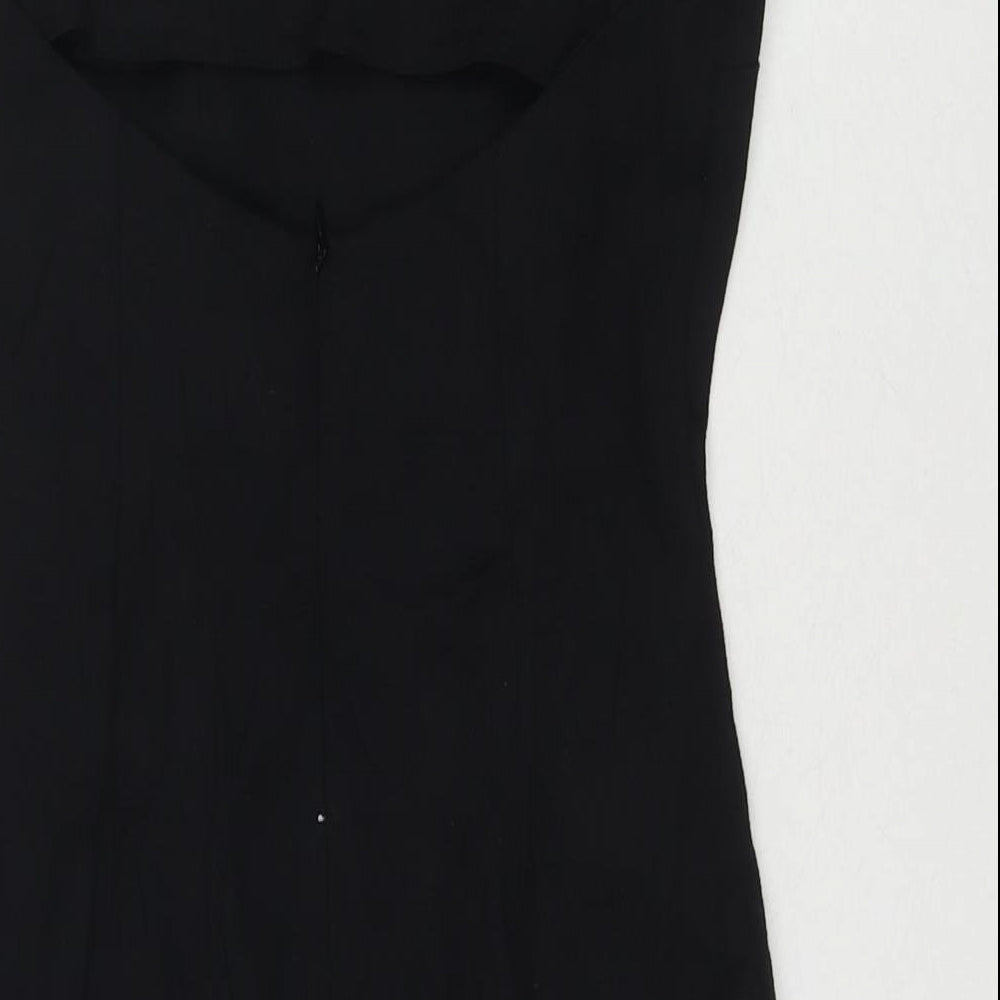 Zara Womens Black Cotton Mini Size S Square Neck Zip