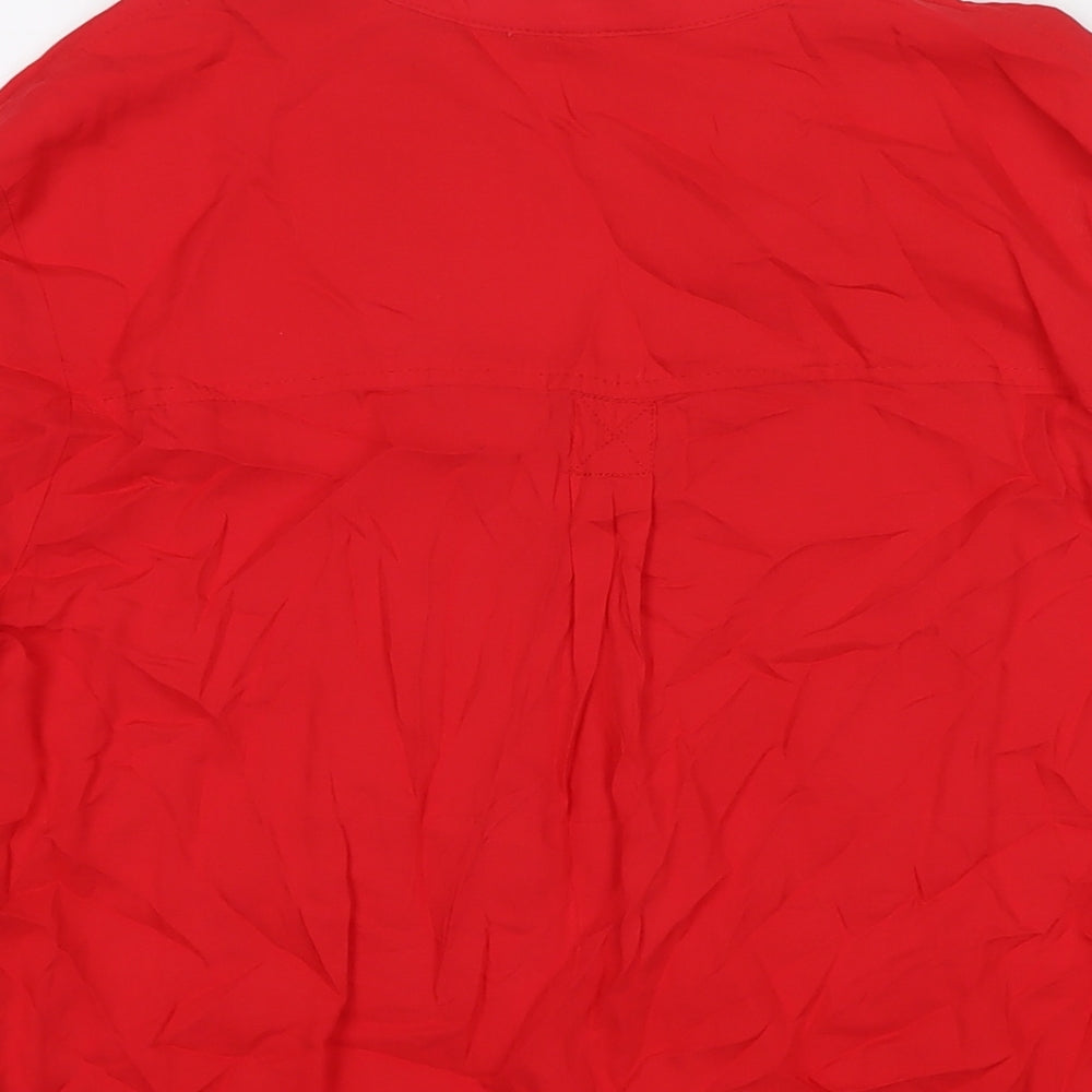 Q/S Womens Red Modal Basic Blouse Size 14 V-Neck