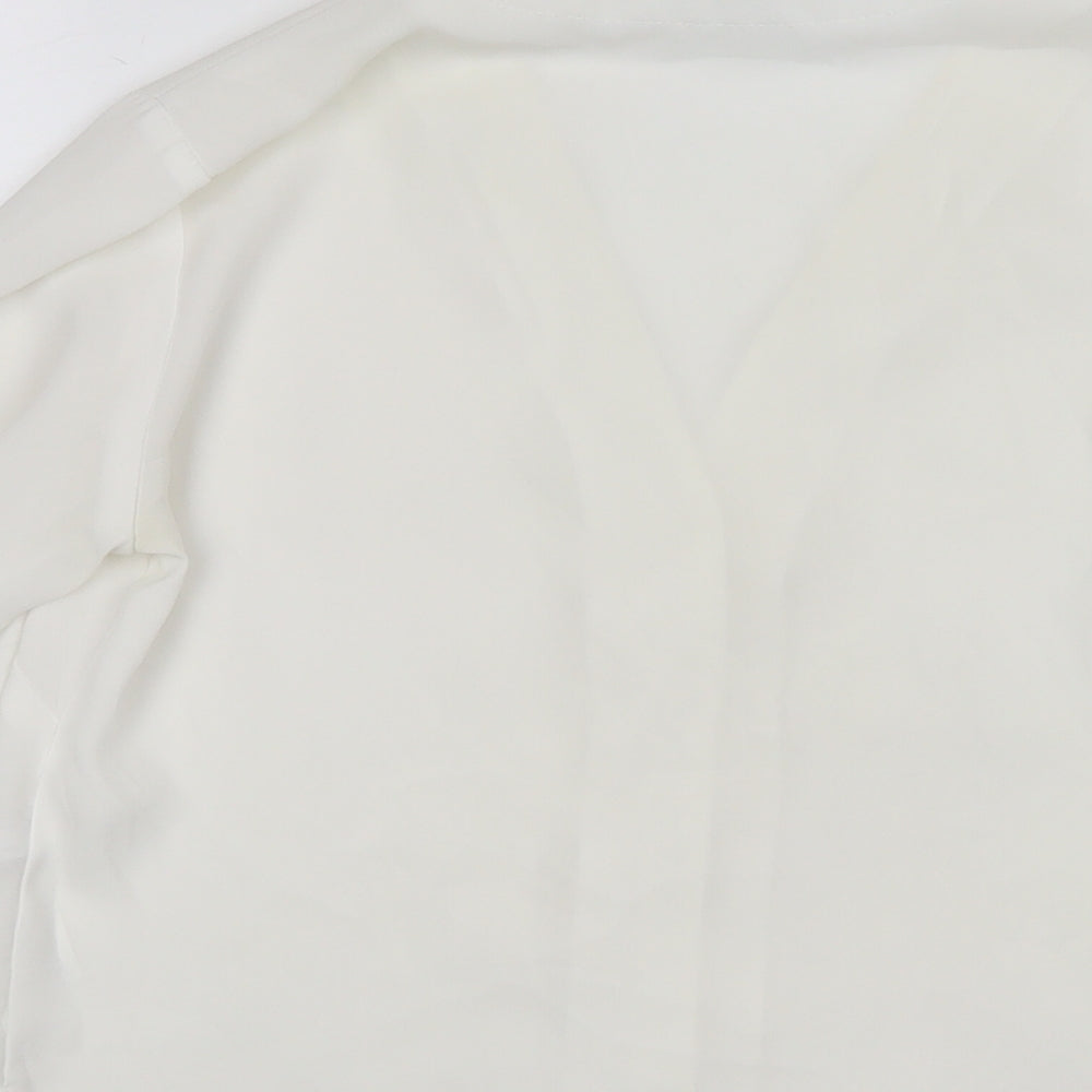 ASOS Womens White Polyester Basic Button-Up Size 8 V-Neck