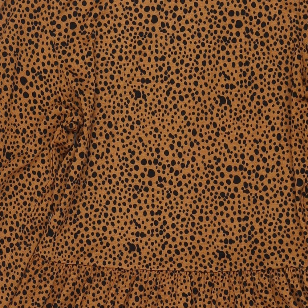 Stradivarius Womens Brown Polka Dot Polyester Fit & Flare Size S Round Neck Pullover