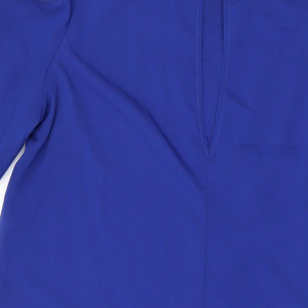Marks & Spencer Womens Blue Polyester A-Line Size 10 Round Neck Button