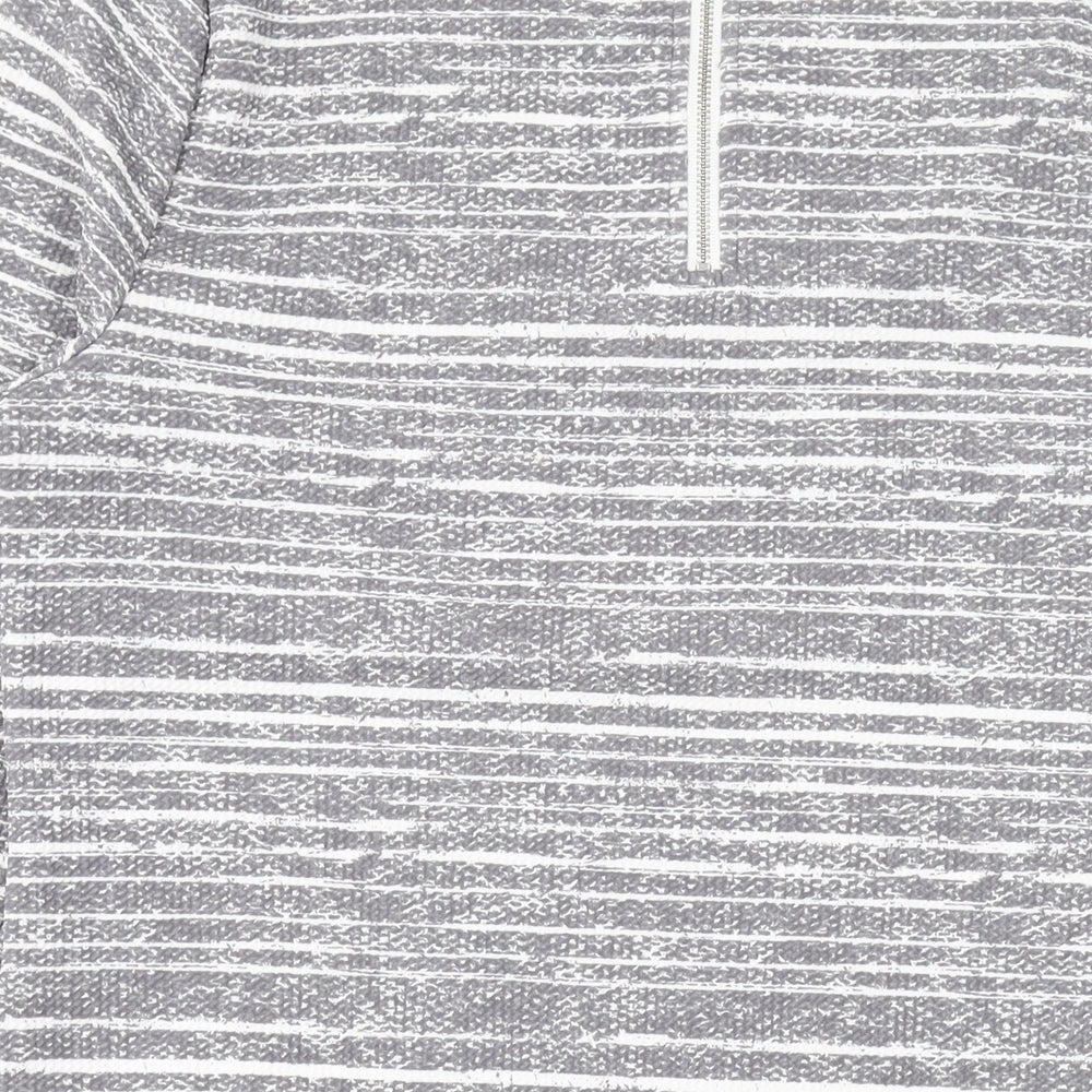 Marks & Spencer Womens Grey Striped Polyester Bodycon Size 12 Round Neck Zip
