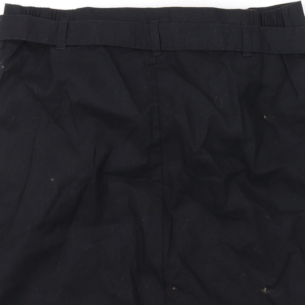 Bonprix Womens Black Linen Mini Skirt Size 8 Zip