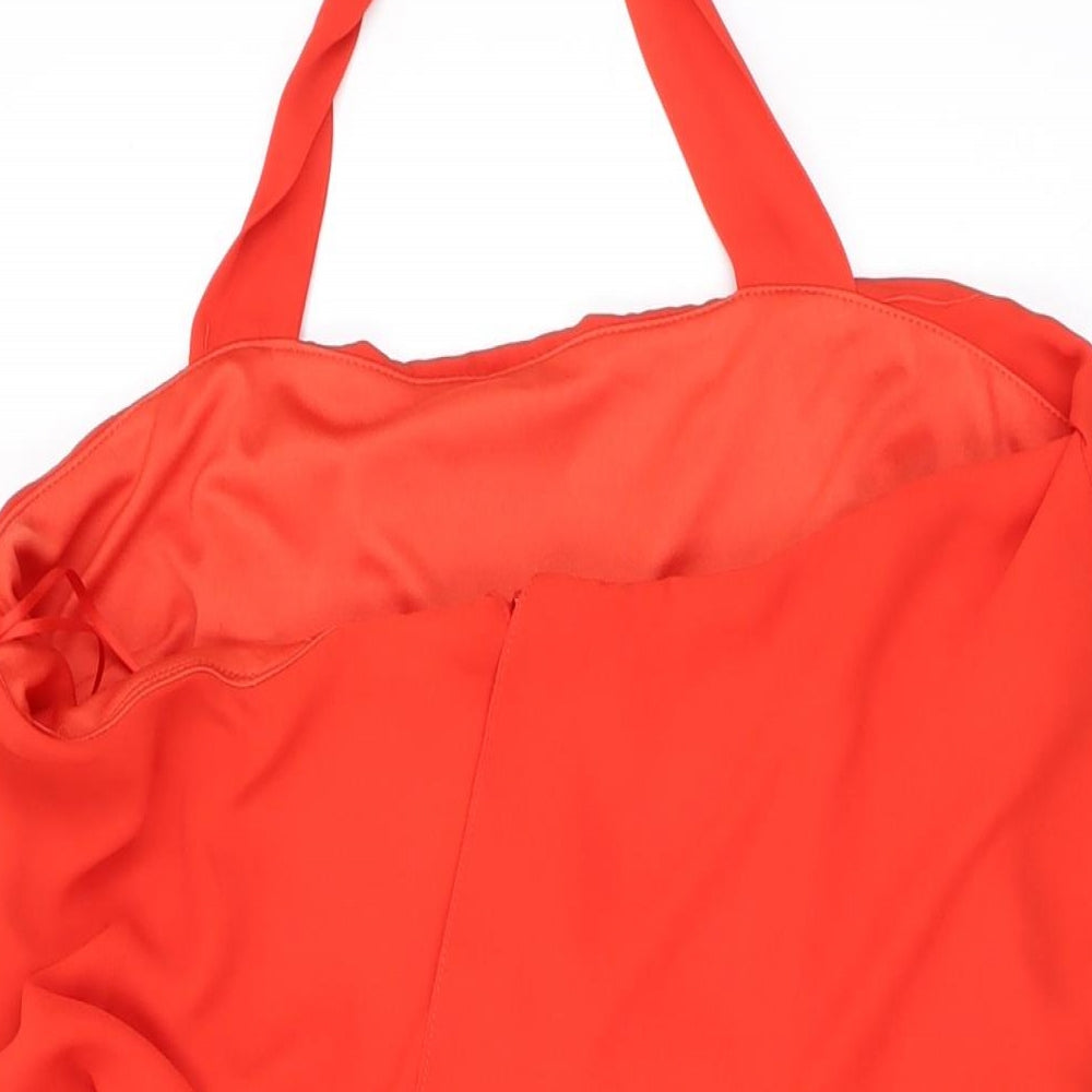 ASOS Womens Red Polyester A-Line Size 14 Halter Zip