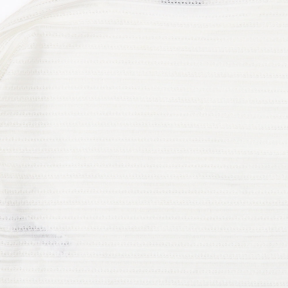 Marks & Spencer Womens White Round Neck Geometric Polyester Pullover Jumper Size 8