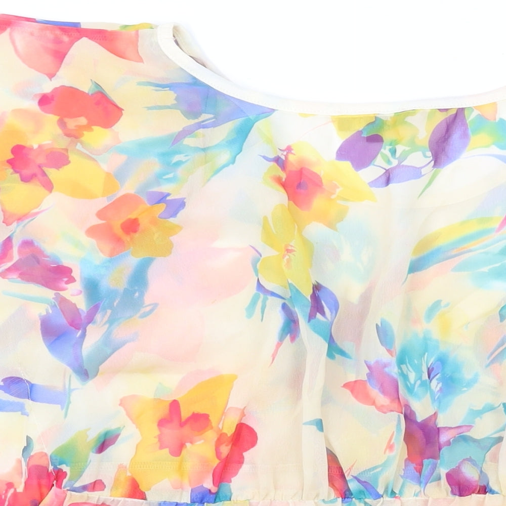 Soon Womens Multicoloured Floral Polyester Basic Blouse Size 16 Round Neck